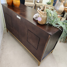 Load image into Gallery viewer, Brown and Gold Wood Buffet Cabinet