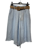 Load image into Gallery viewer, Cropped linen culottes with braided belt
