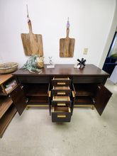 Load image into Gallery viewer, Brown and Gold Wood Buffet Cabinet