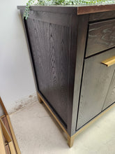 Load image into Gallery viewer, Brown and Gold Wood Buffet Cabinet