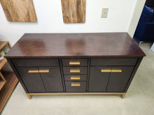 Load image into Gallery viewer, Brown and Gold Wood Buffet Cabinet