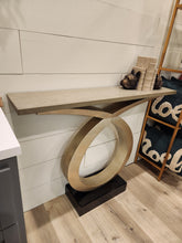 Load image into Gallery viewer, Wood and Gold Loophole Console Table