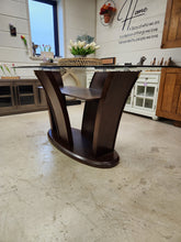 Load image into Gallery viewer, CLEARANCE Manhattan Wooden Oval Glass Top Dining Table