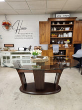 Load image into Gallery viewer, CLEARANCE Manhattan Wooden Oval Glass Top Dining Table