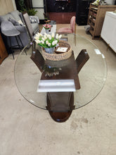 Load image into Gallery viewer, CLEARANCE Manhattan Wooden Oval Glass Top Dining Table