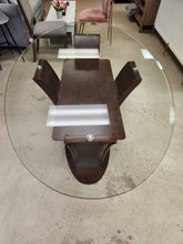 Load image into Gallery viewer, CLEARANCE Manhattan Wooden Oval Glass Top Dining Table