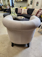 Load image into Gallery viewer, White Tufted Barrel Chair w/ Nailhead Accents