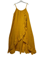 Load image into Gallery viewer, Long Asymmetric Linen Dress W/Ruffles