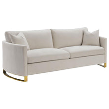 Load image into Gallery viewer, CLEARANCE Cream Curved Standard Sofa w/ Gold Legs