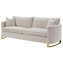 Load image into Gallery viewer, Cream Curved Standard Sofa w/ Gold Legs
