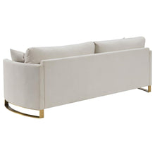 Load image into Gallery viewer, Cream Curved Standard Sofa w/ Gold Legs
