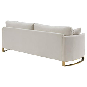 Cream Curved Standard Sofa w/ Gold Legs