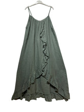 Load image into Gallery viewer, Long Asymmetric Linen Dress W/Ruffles