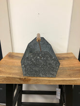Load image into Gallery viewer, Galvanized Metal Farmhouse Tote with Wood Handle