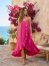 Load image into Gallery viewer, Long Asymmetric Linen Dress W/Ruffles