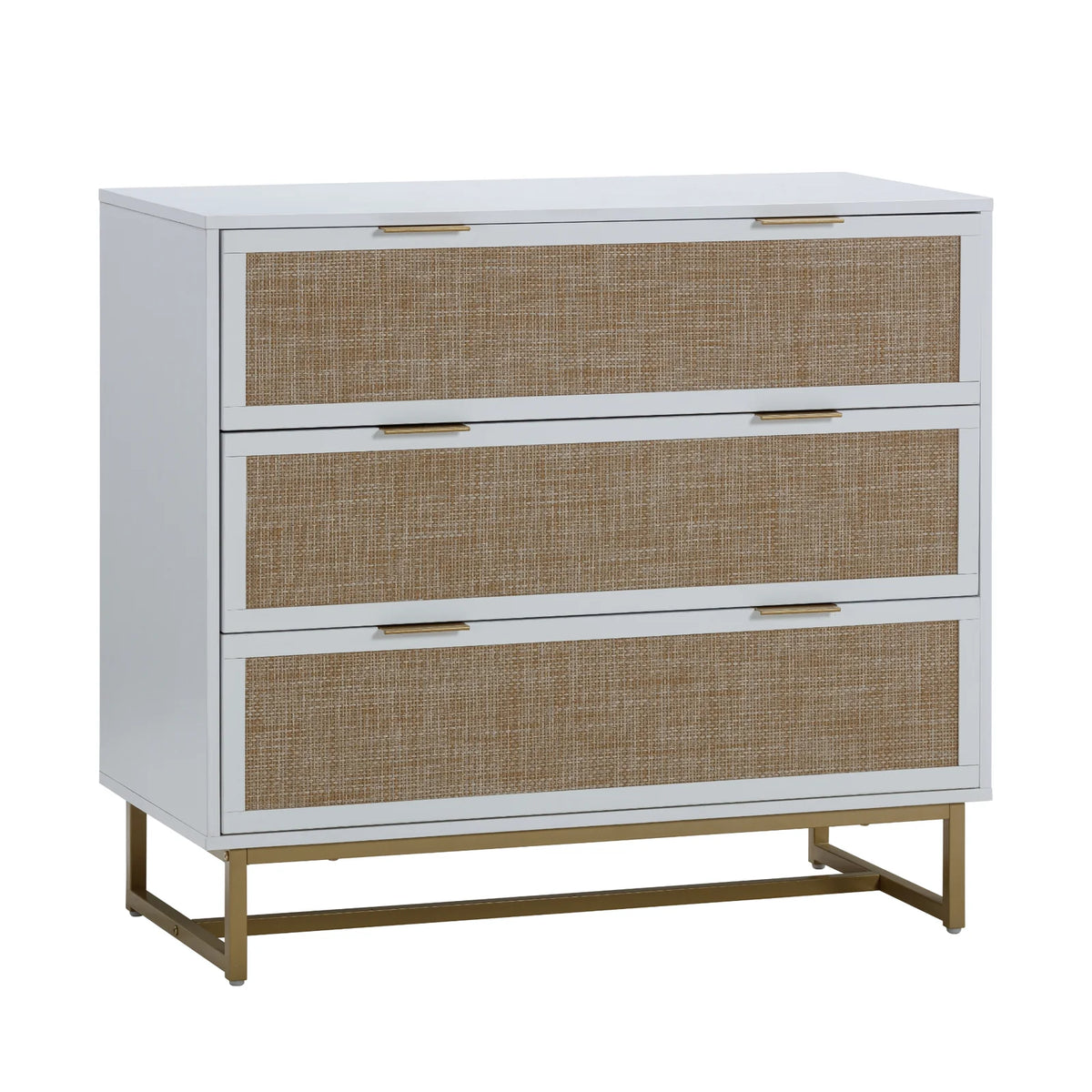 Nathan James Rattan, Wood & Metal 3-Drawer Dresser | Lavender & Birch