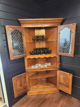 Load image into Gallery viewer, Wood & Glass Corner Hutch