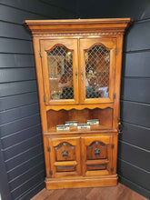 Load image into Gallery viewer, Wood & Glass Corner Hutch