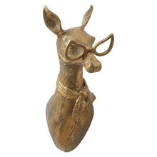 Load image into Gallery viewer, Brass Doe Wall Head – Margie with Glasses