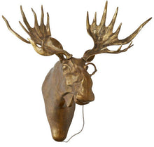 Load image into Gallery viewer, Eugene Moose Head Wall Mount – Brass Antler Decor