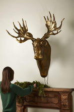 Load image into Gallery viewer, Eugene Moose Head Wall Mount – Brass Antler Decor