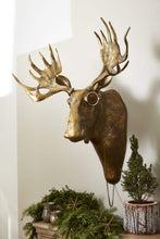 Load image into Gallery viewer, Eugene Moose Head Wall Mount – Brass Antler Decor