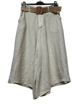 Load image into Gallery viewer, Cropped linen culottes with braided belt