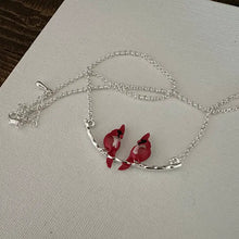 Load image into Gallery viewer, Cardinals On A Silver Tone Branch Necklace