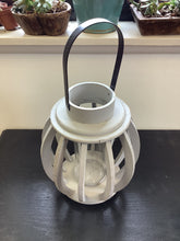 Load image into Gallery viewer, Distressed Gray Wooden Candle Lantern