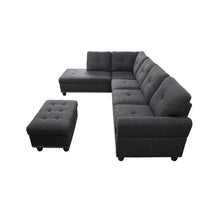 Load image into Gallery viewer, CLEARANCE Sciortino 97.2" Wide Dark Gray Linen Corner Sectional with Ottoman