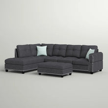 Load image into Gallery viewer, CLEARANCE Sciortino 97.2" Wide Dark Gray Linen Corner Sectional with Ottoman