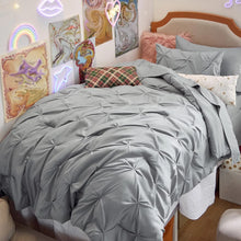 Load image into Gallery viewer, Full Size Gray Pinch Pleat Comforter with Sheets