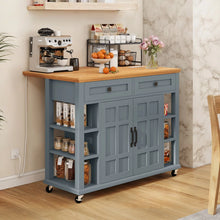 Load image into Gallery viewer, Rolling Kitchen Cart Island with Foldable Tabletop