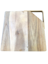 Load image into Gallery viewer, Acacia Wood Cutting Board with Gold Metal Handle
