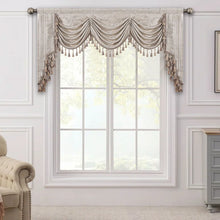 Load image into Gallery viewer, Elegant Swag Valance with Tassels, Beige Jacquard Waterfall Valance, Window Treatment 1 Panel