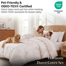 Load image into Gallery viewer, Full/Queen Taupe Floral Microfiber Reversible Duvet Cover Set