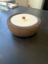 Load image into Gallery viewer, Round Wooden Bowl Hand Poured Scented Candle