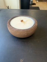 Load image into Gallery viewer, Round Wooden Bowl Hand Poured Scented Candle