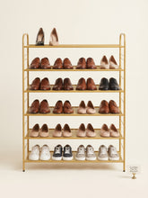 Load image into Gallery viewer, Gold Mesh Shoe Rack
