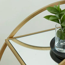 Load image into Gallery viewer, Gold Metal Rolling Round Bar Cart