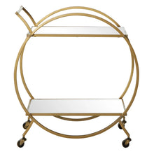 Load image into Gallery viewer, Gold Metal Rolling Round Bar Cart