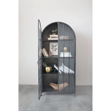 Load image into Gallery viewer, Arched Metal Cabinet with 2 Glass Doors and 3 Shelves