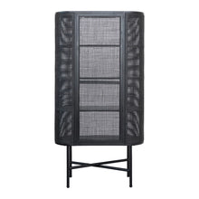 Load image into Gallery viewer, Oval Woven Cane & Beech Wood Cabinet w/ 3 Shelves, Black