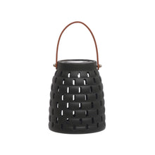 Load image into Gallery viewer, Black Stoneware LED Solar Powered Waterproof Lantern