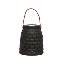 Load image into Gallery viewer, Black Stoneware LED Solar Powered Waterproof Lantern