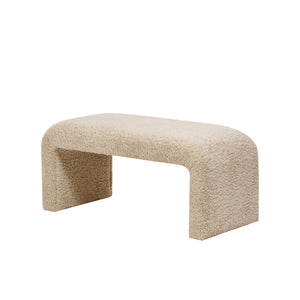 Bouclé Fabric Upholstered Waterfall Bench