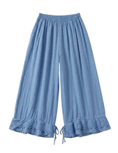 Load image into Gallery viewer, Wide Leg Cotton Pants W/Eyelet Embroidery
