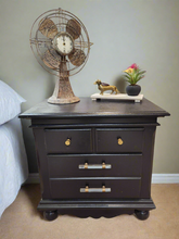 Load image into Gallery viewer, Black Painted Wooden 2 Drawer Nightstand