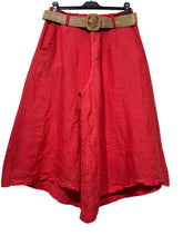 Load image into Gallery viewer, Cropped linen culottes with braided belt