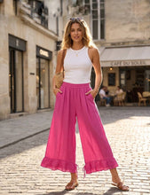 Load image into Gallery viewer, Wide Leg Cotton Pants W/Eyelet Embroidery